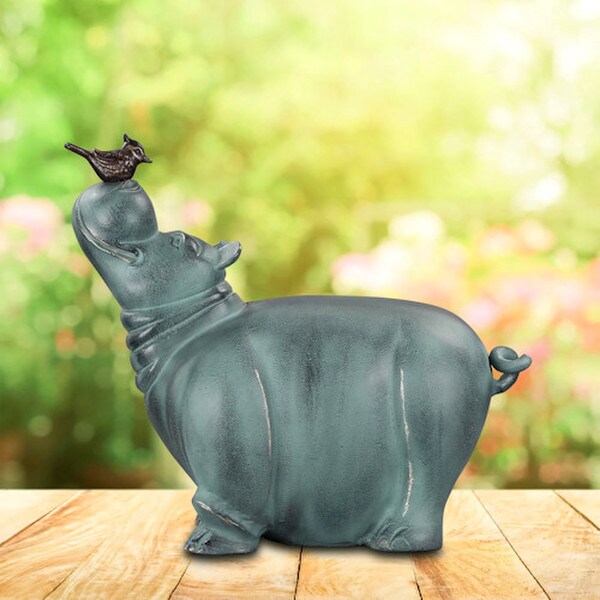 Hippo and Friend Garden Sculpture is a delightful and whimsical piece
